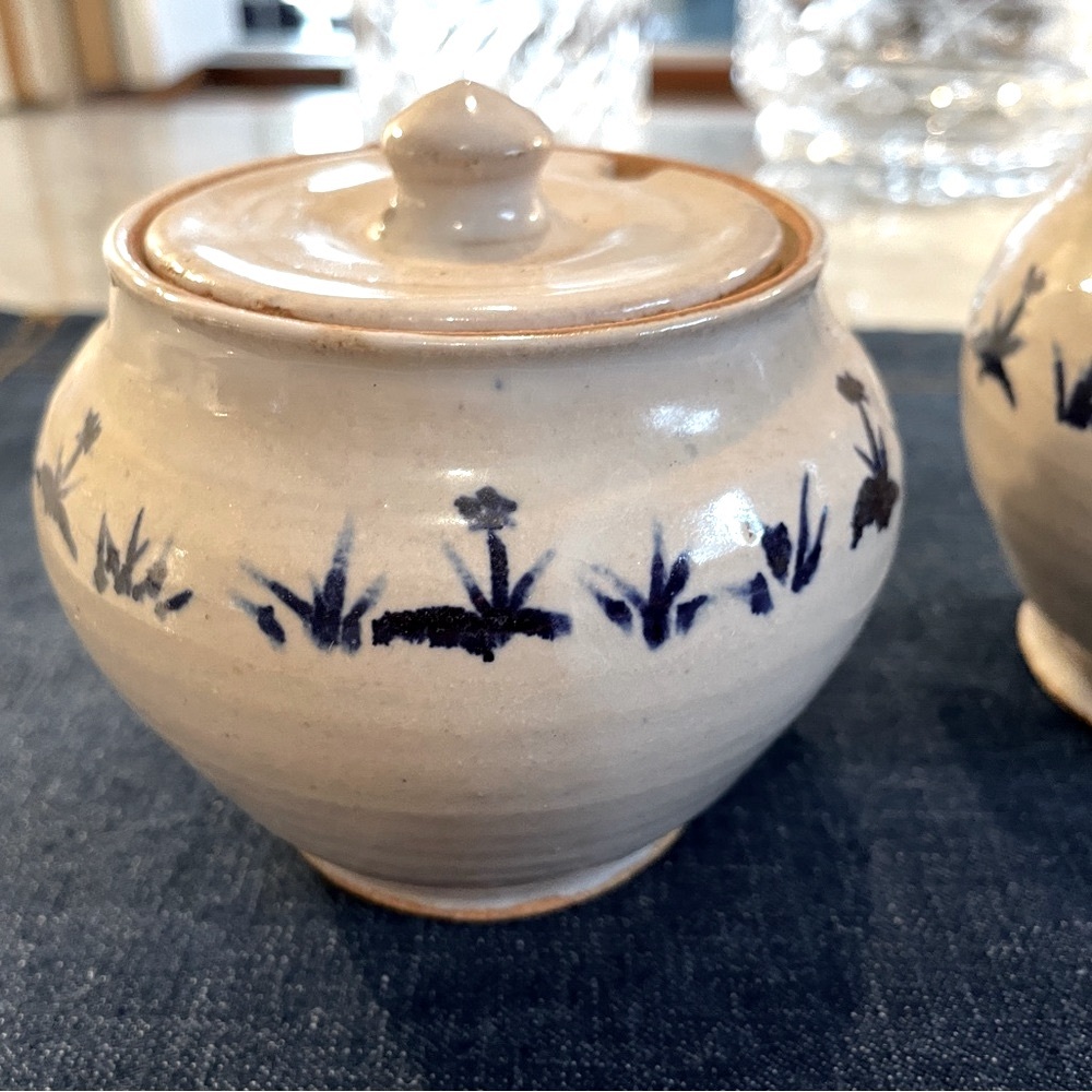 Vintage Pottery Artisan Handmade Pitcher & Sugar Set